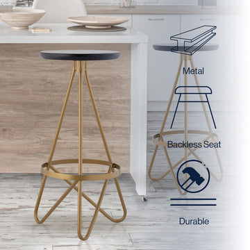 Spiroa 30" Modern Industrial Metal Backless Circular Bar Stool